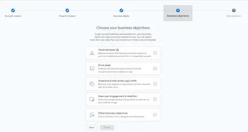 Setup Business Objectives in GA4